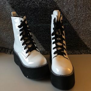 White platform boots